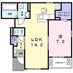 サニー　コートI 1階1LDKの間取り