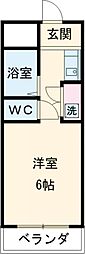 共立リライアンス四谷Ｖ 2階ワンルームの間取り
