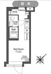 エスタート大井町フォレスト 2階ワンルームの間取り
