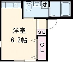 FERIO四ツ木 3階ワンルームの間取り