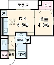 アンジュール高島平I 1階1DKの間取り