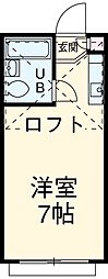 ビューハイツ日吉 1階ワンルームの間取り