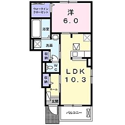 ラ・ルーチェＫ 1階1LDKの間取り