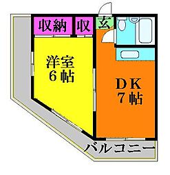 KODAヒルズ 1DKの間取図画像