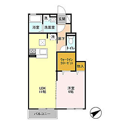 JR常磐線 馬橋駅 徒歩14分の賃貸アパート 1階1LDKの間取り