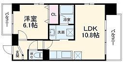 名古屋市営鶴舞線 塩釜口駅 徒歩9分の賃貸マンション 3階1LDKの間取り