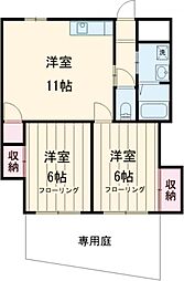 木下マンション 3階2LDKの間取り