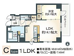 Osaka Metro御堂筋線 大国町駅 徒歩3分の賃貸マンション 3階1LDKの間取り
