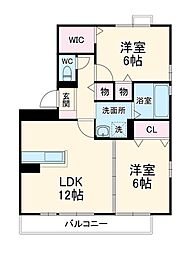 名古屋市営桜通線 鶴里駅 徒歩13分の賃貸アパート 3階2LDKの間取り