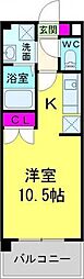 アーク松戸セントラルパーク 3階1Kの間取り
