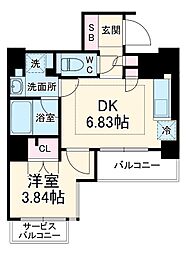 Osaka Metro谷町線 南森町駅 徒歩3分の賃貸マンション 7階1DKの間取り