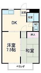 サニークレストマンション 2階2DKの間取り