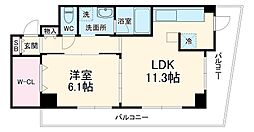 Osaka Metro四つ橋線 肥後橋駅 徒歩3分の賃貸マンション 20階1LDKの間取り