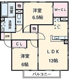 名古屋市営桜通線 徳重駅 徒歩30分の賃貸アパート 1階2LDKの間取り