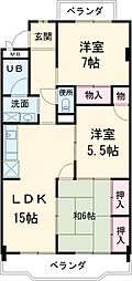 グランデール鶴田 1階3LDKの間取り