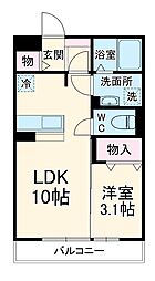 JR常磐線 馬橋駅 徒歩10分の賃貸アパート 3階1LDKの間取り