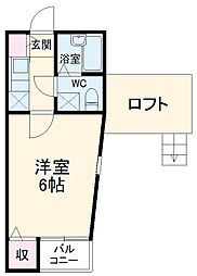 コンフォート所沢 2階1Kの間取り