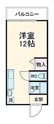 Osaka Metro四つ橋線 肥後橋駅 徒歩1分の賃貸マンション 4階ワンルームの間取り
