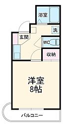 ビバ丸太町 2階1Kの間取り