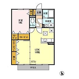JR常磐線 馬橋駅 バス3分 三村新町下車 徒歩7分の賃貸アパート 1階1LDKの間取り