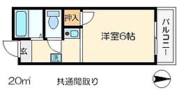 アーバンレイ12 5階1Kの間取り