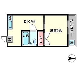 アルカディア壬生 3階1DKの間取り