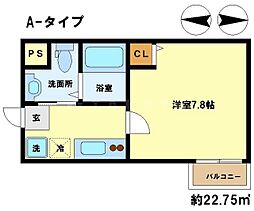カーサフォレスタII 1階1Kの間取り