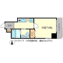 KCASA大宮 3階1Kの間取り