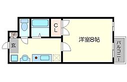 モノコモド御前A棟 1階1Kの間取り