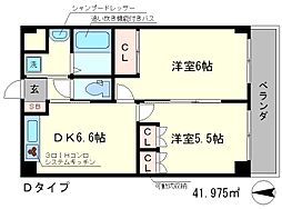 阪急京都本線 西院駅 徒歩7分の賃貸マンション 2階2DKの間取り