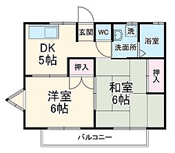 ドミール保呂 2階2DKの間取り