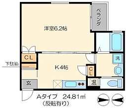 阪急京都本線 烏丸駅 徒歩10分の賃貸マンション 5階1Kの間取り