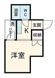 名古屋市営桜通線 瑞穂区役所駅 徒歩12分の賃貸マンション 2階1Kの間取り