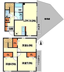 セジュール寺方 1階3LDKの間取り