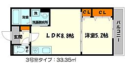 京阪本線 土居駅 徒歩7分の賃貸アパート 2階1LDKの間取り