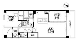 リバーガーデンECOシティ アリスの森 5階2LDKの間取り