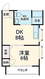 ニューフロンティアII　Ｂ棟 1階1DKの間取り
