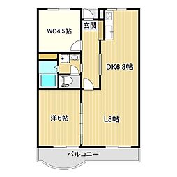 富吉グリーンハイツ1号棟 5階2LDKの間取り