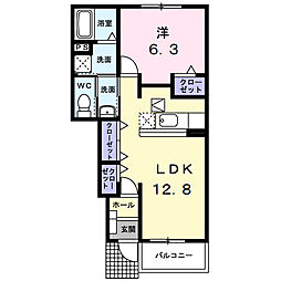 インペリアルＢ 1階1LDKの間取り