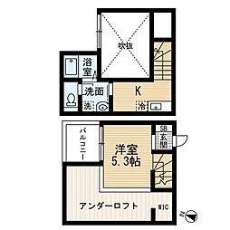 名鉄常滑線 道徳駅 徒歩5分の賃貸アパート 2階1Kの間取り