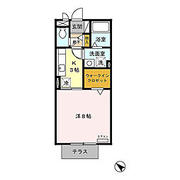スプリング・Ｋ 1階1Kの間取り