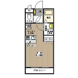 JR中央線 西八王子駅 バス6分 三村橋下車 徒歩2分の賃貸マンション 3階ワンルームの間取り