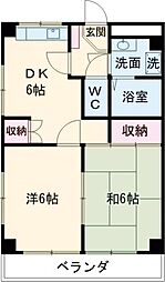 ルミエール 1階2DKの間取り