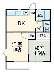 カーサ宮久保 1階2DKの間取り