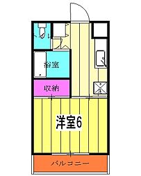 JR常磐線 北松戸駅 徒歩6分の賃貸マンション 3階1Kの間取り