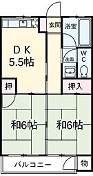 若山ビル 3階2DKの間取り