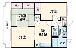 ヴィレッヂ七栄 3DKの間取図画像