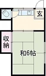 梅村荘 1階1Kの間取り