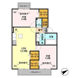 ヤマト学園寮さくら 2LDKの間取図画像
