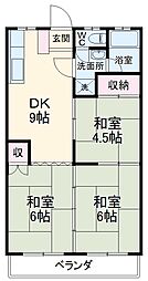 サンハイツ伊勢 3階3DKの間取り